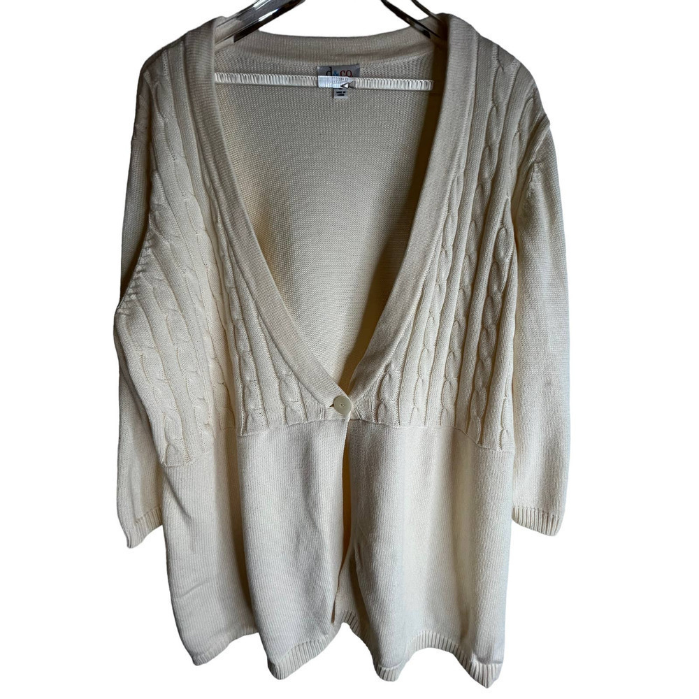 Vintage d&co Denim & Co Cardigan 3/4 Sleeve Women's 3X Sweater